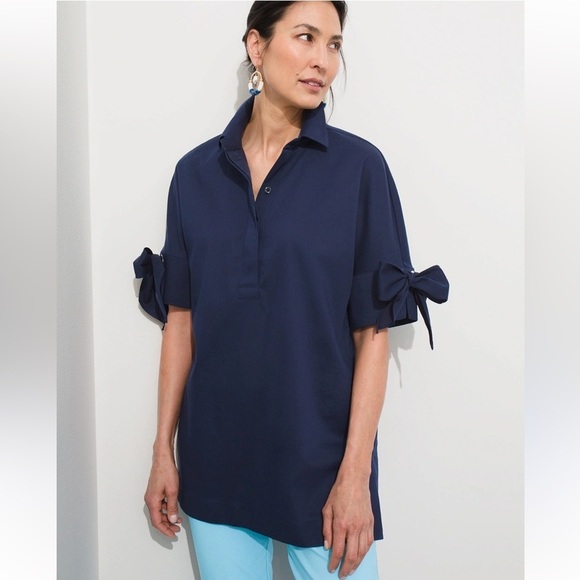 Chico’s No Iron Bow-and-Grommet Tunic - Picture 1 of 8